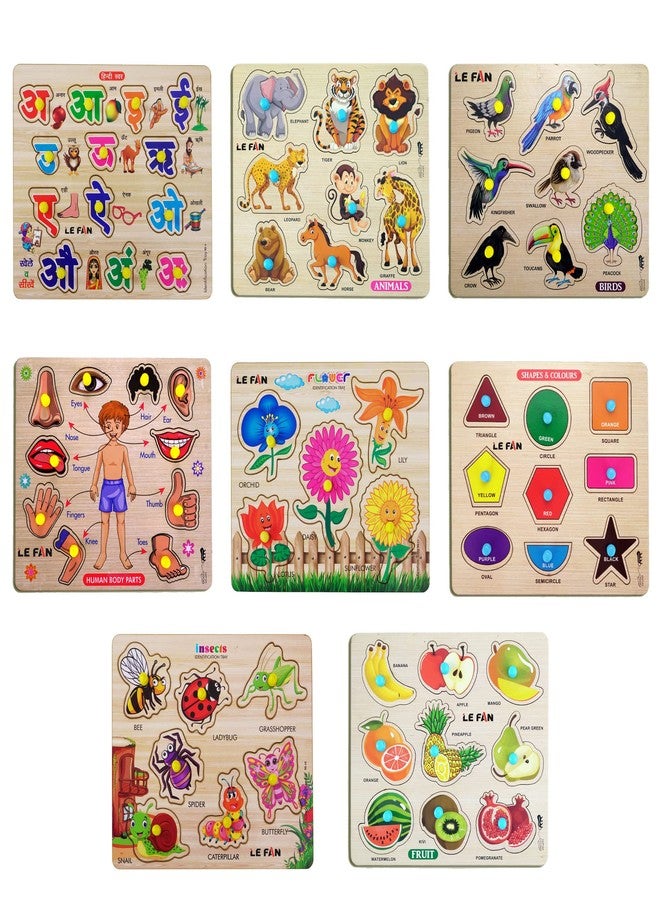 Lefan® Kids Fort Pre Nursery Educational Jigsaw Puzzles for Adults Kids Learning Toys Kit Board Game 8 pcs Set of Hindi Letter Flower Alphabet Fruit Shape & Color Educational Toy - Image 1